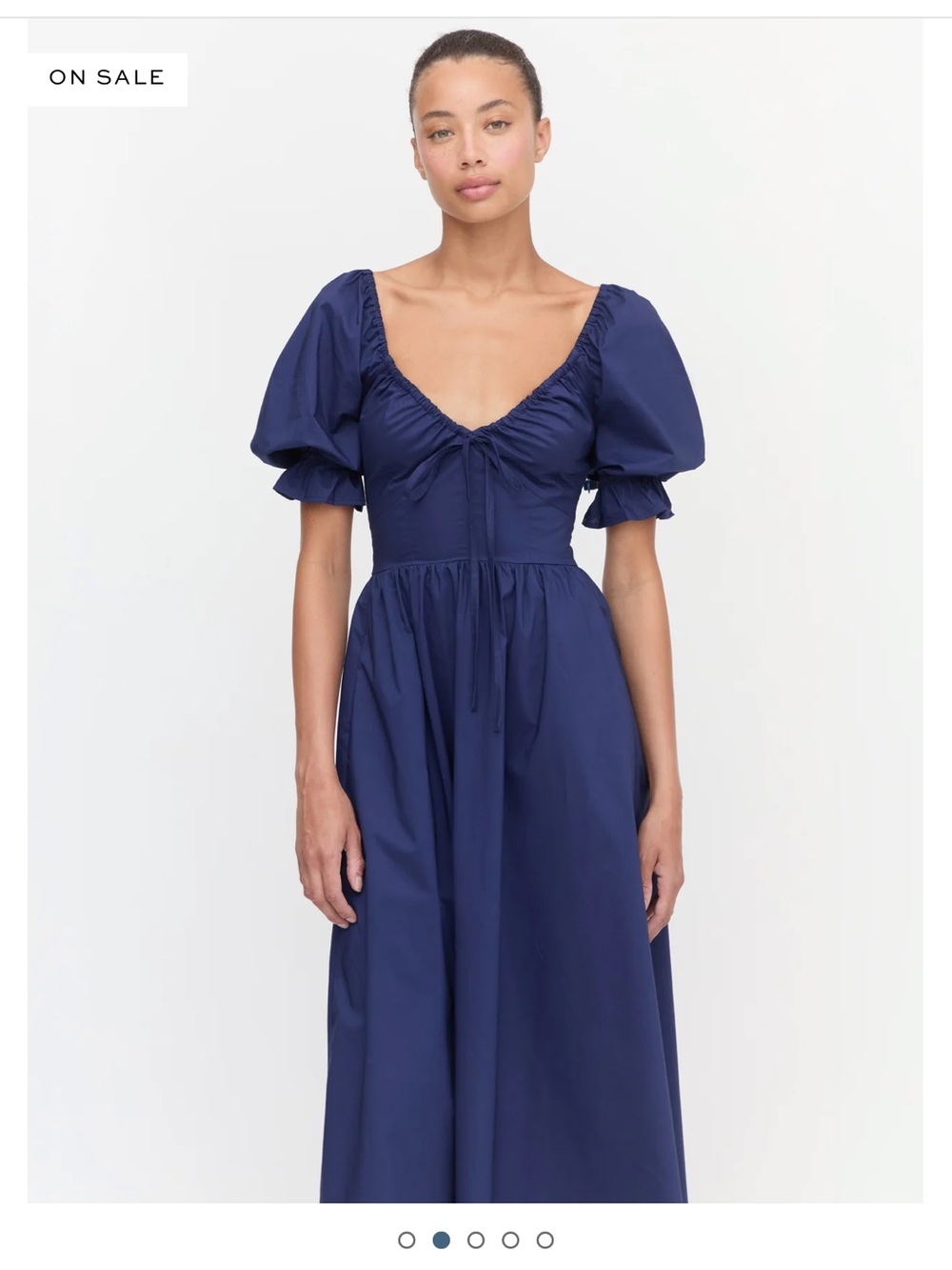Hill House Navy Puff-Sleeve Midi Dress